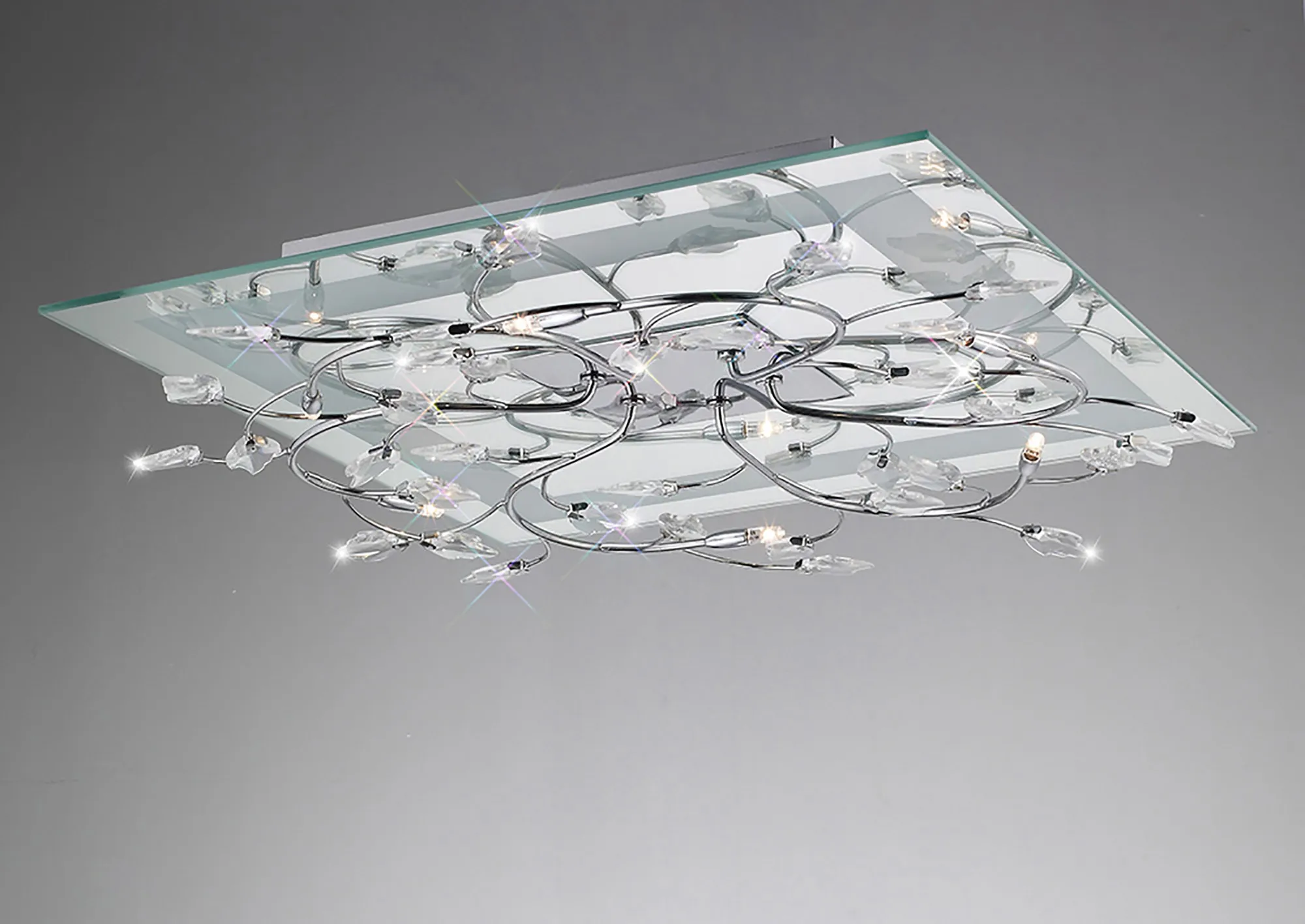 IL30632  Aurora Crystal  Flush Ceiling 6 Light With RGB LEDs